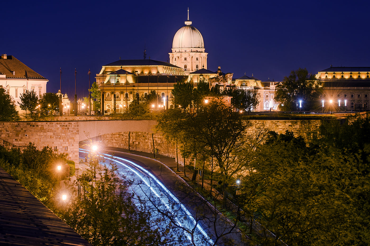 Buda Castle from the Tóth Árpád promenade at night #28