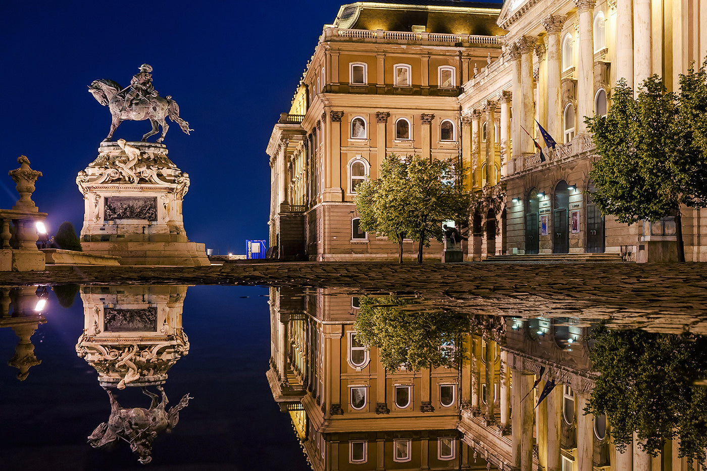 Reflection of Buda Castle in a puddle #65