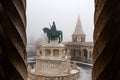 Equestrian statue of Saint Stephen at the Fisherman's Bastion in winter #74