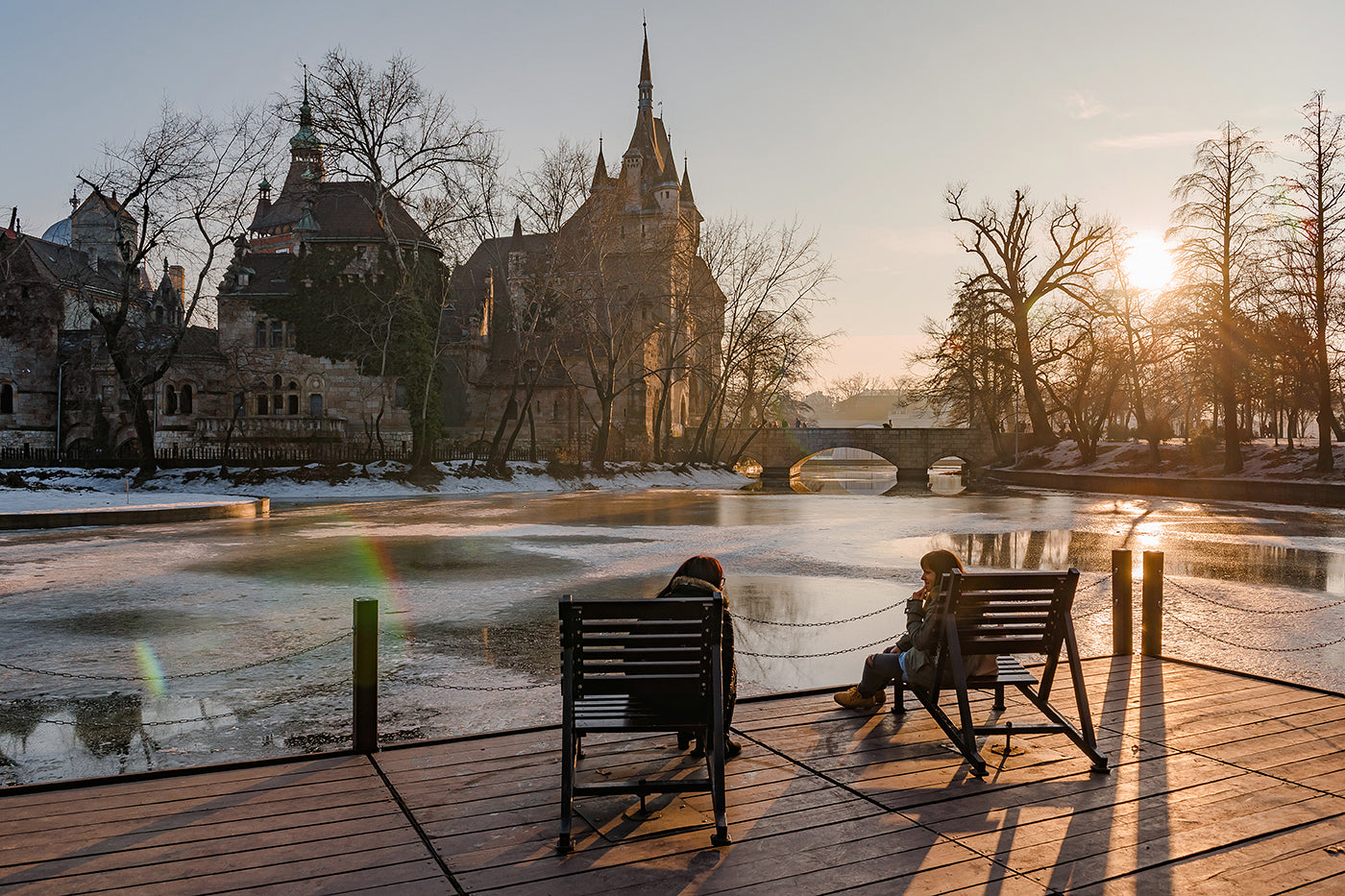 Sunset at Vajdahunyad Castle in winter #354