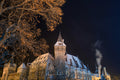 Snowy Vajdahunyad Castle at night #385