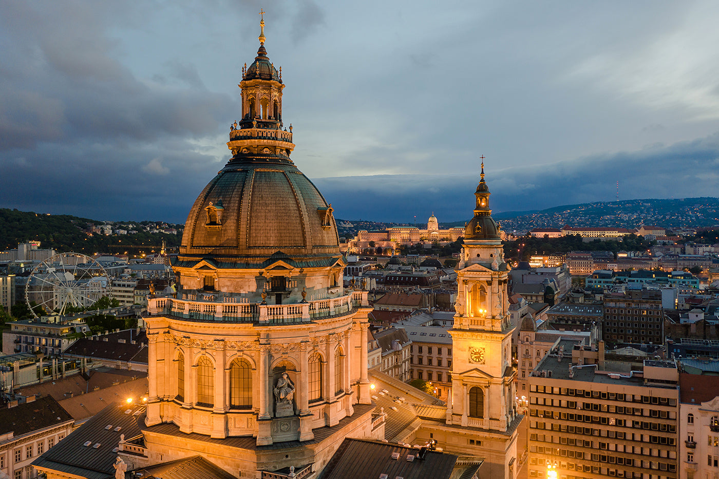 Basilica and Buda Castle with drone #627