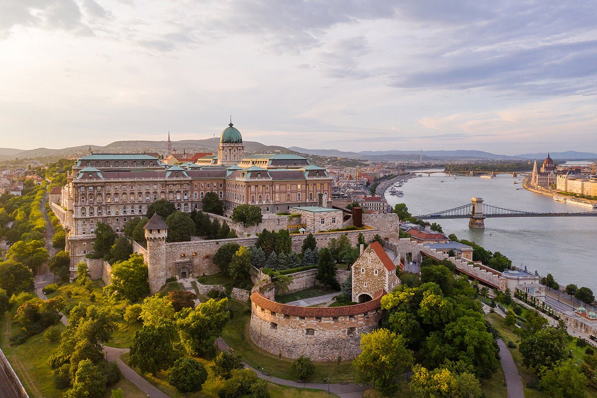 Buda Castle in summer with drone #649