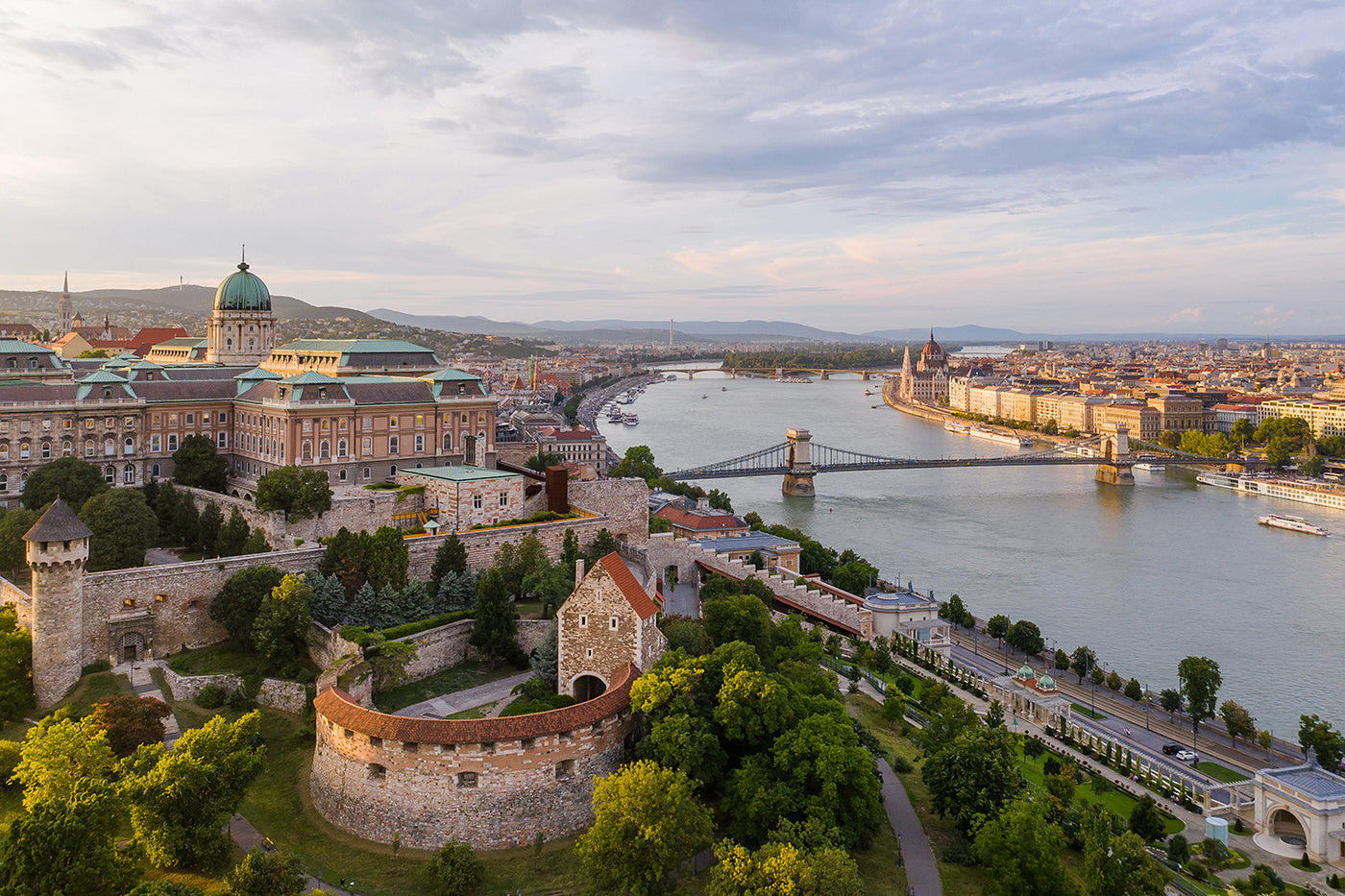 Buda Castle in summer with drone #650