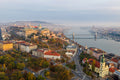 Foggy Buda Castle District with drone #658