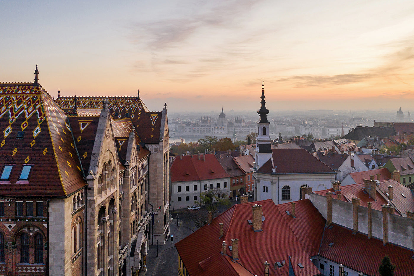 Vienna Gate Square at sunrise with drone #665