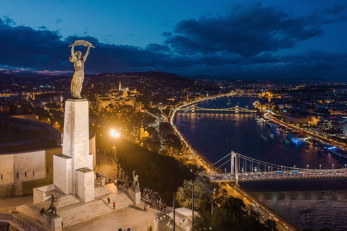 Budapest evening view with drone #687