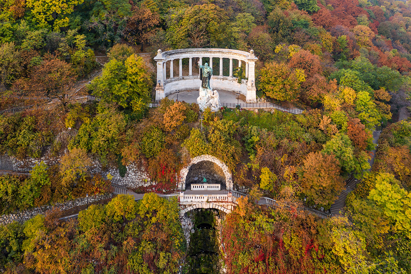 Gellért Hill in autumn with drone #699
