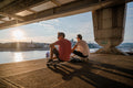 Relaxation under the Elizabeth Bridge #1075