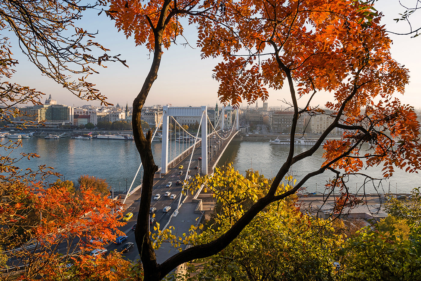 Budapest – Erzsébet híd ősszel a Gellért-hegyről | Fine Art giclée fotónyomat és falikép