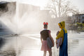 Tourists in costumes at the City Park Lake #1263