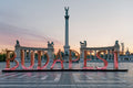 Heroes' Square with the inscription Budapest at sunrise #1480