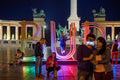 Heroes' Square with the inscription Budapest at night #1491