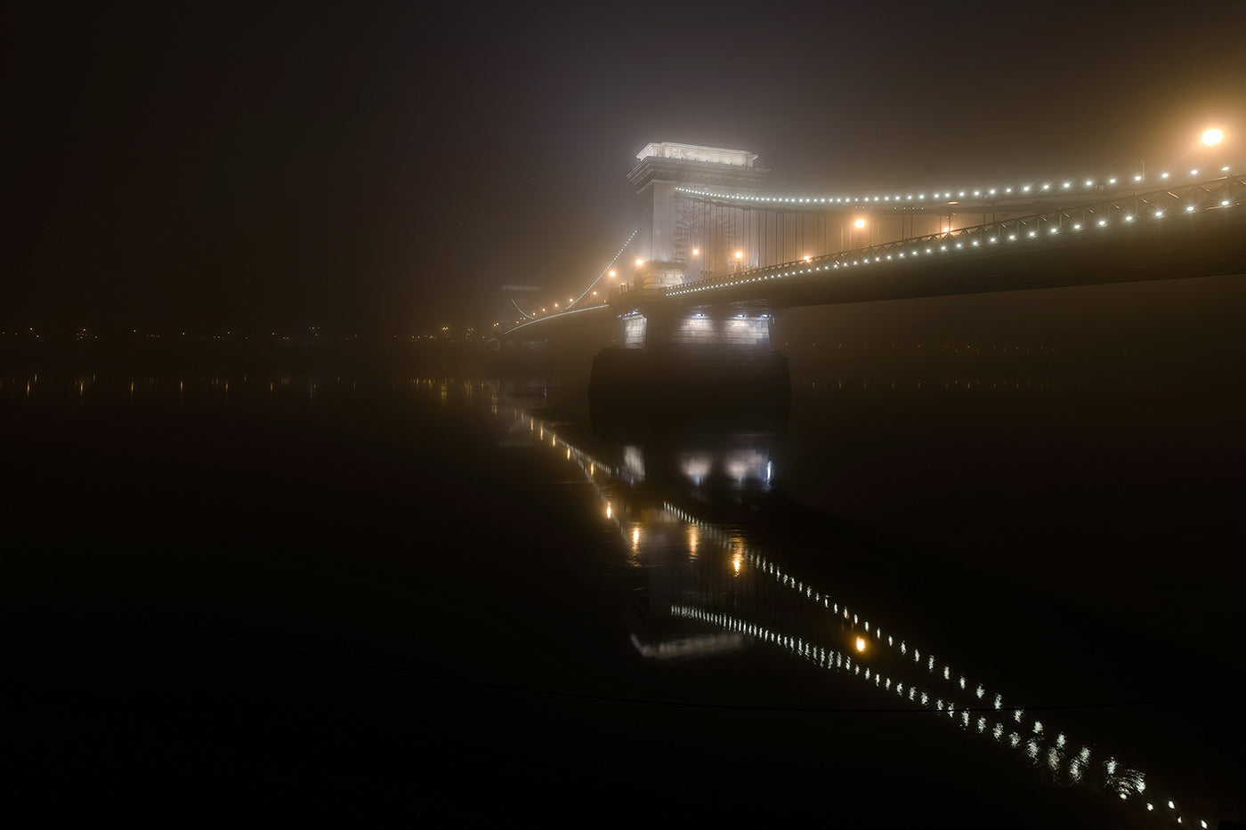 Foggy Chain Bridge at night #1595