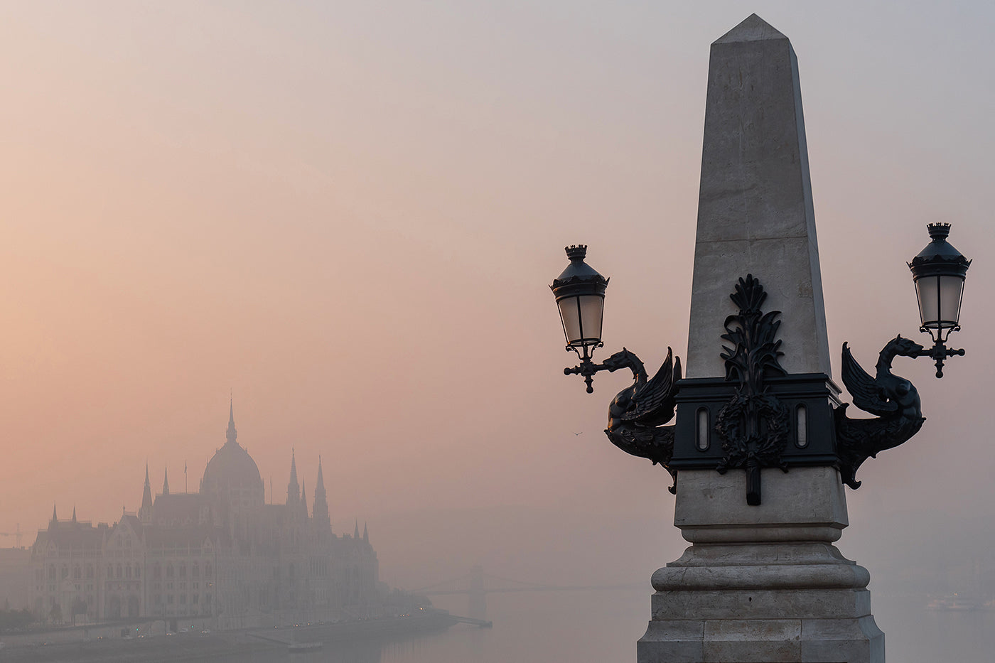 Parliament from Margaret Bridge in the morning mist #1597