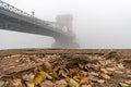 Chain Bridge in fog with autumn leaves #1624