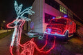 Fire truck decorated with Christmas lights at the 2nd District Fire Department #1982