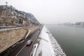 Snowy Danube bank from Liberty Bridge #2266