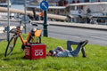 Courier resting at Széchenyi Square #2725