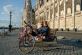 Cyclists on the closed Danube bank near the Parliament #2838