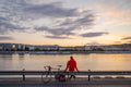 Bicycle courier on the Danube bank #2850