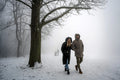 Hikers on the snowy Normafa #3073