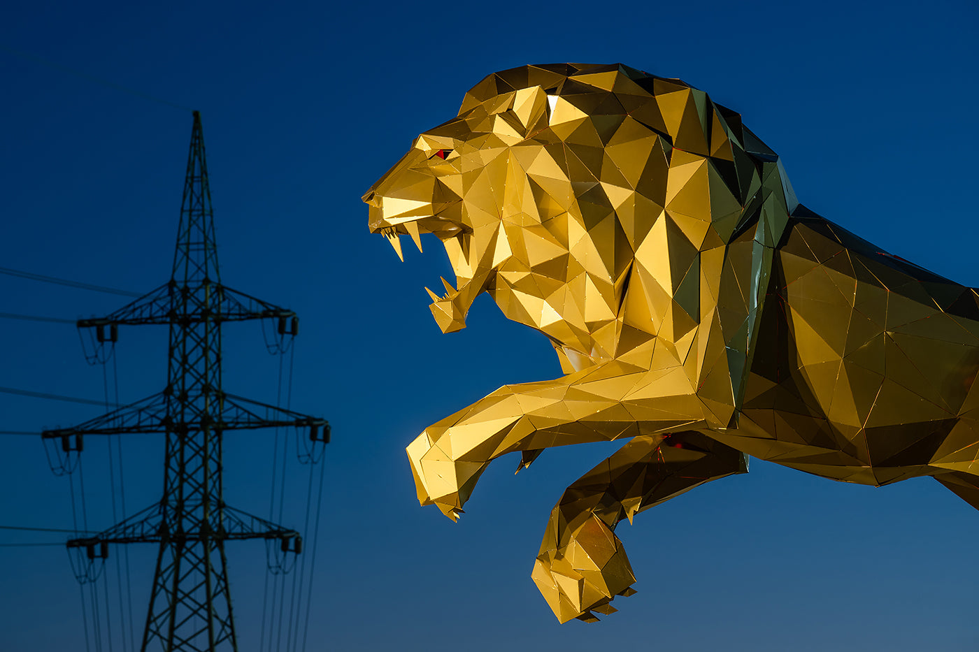 Lion statue at Bozsik Stadium #3290