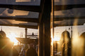Sunset lights at the Fővám tér tram stop #3338