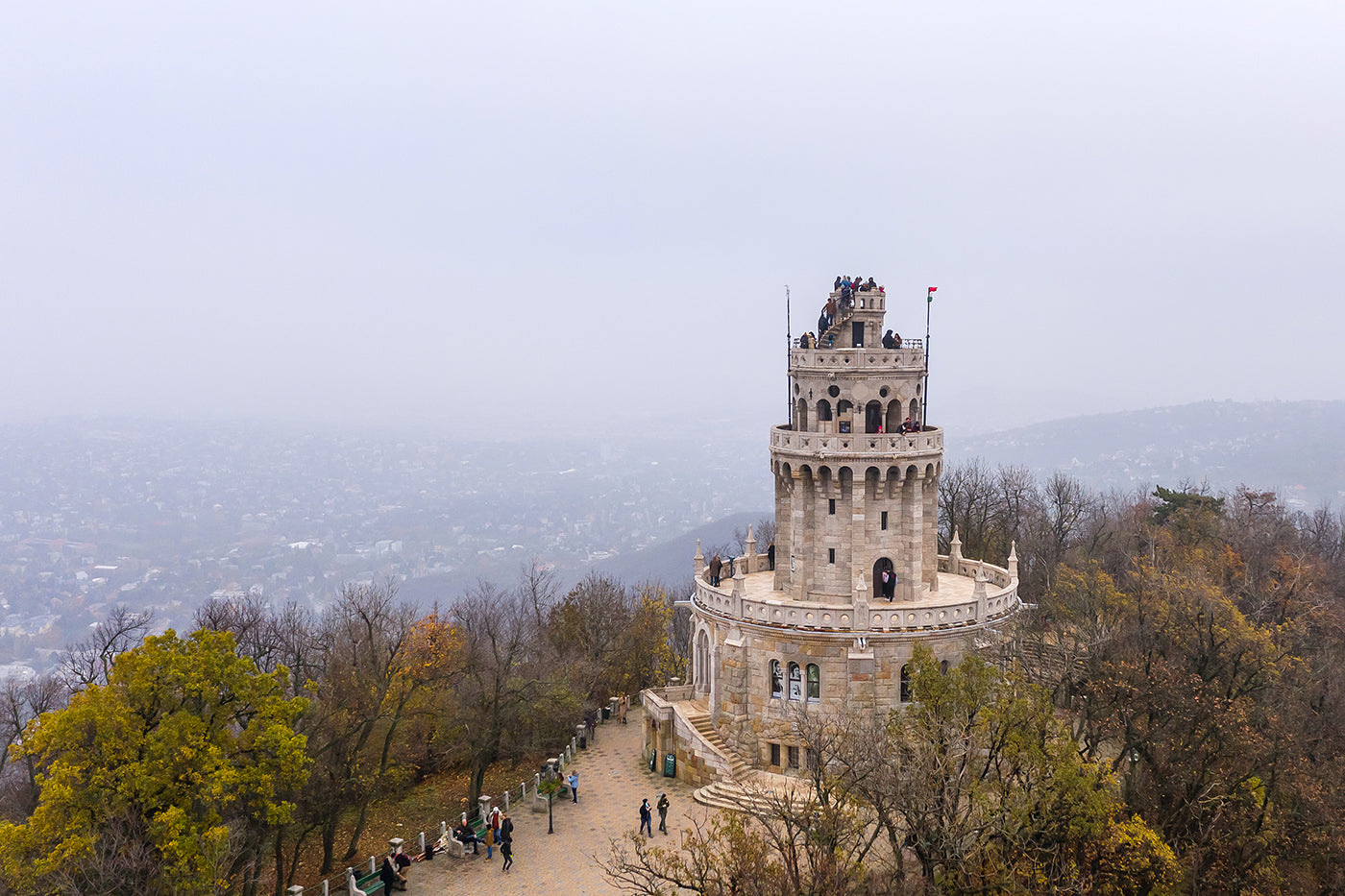 Erzsébet Lookout Tower in autumn from above #3454