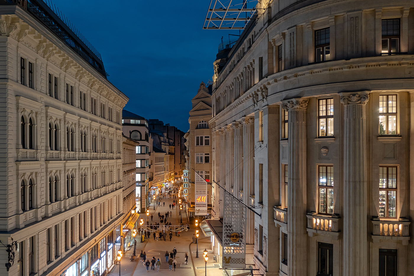 Váci Street at night with drone #3472