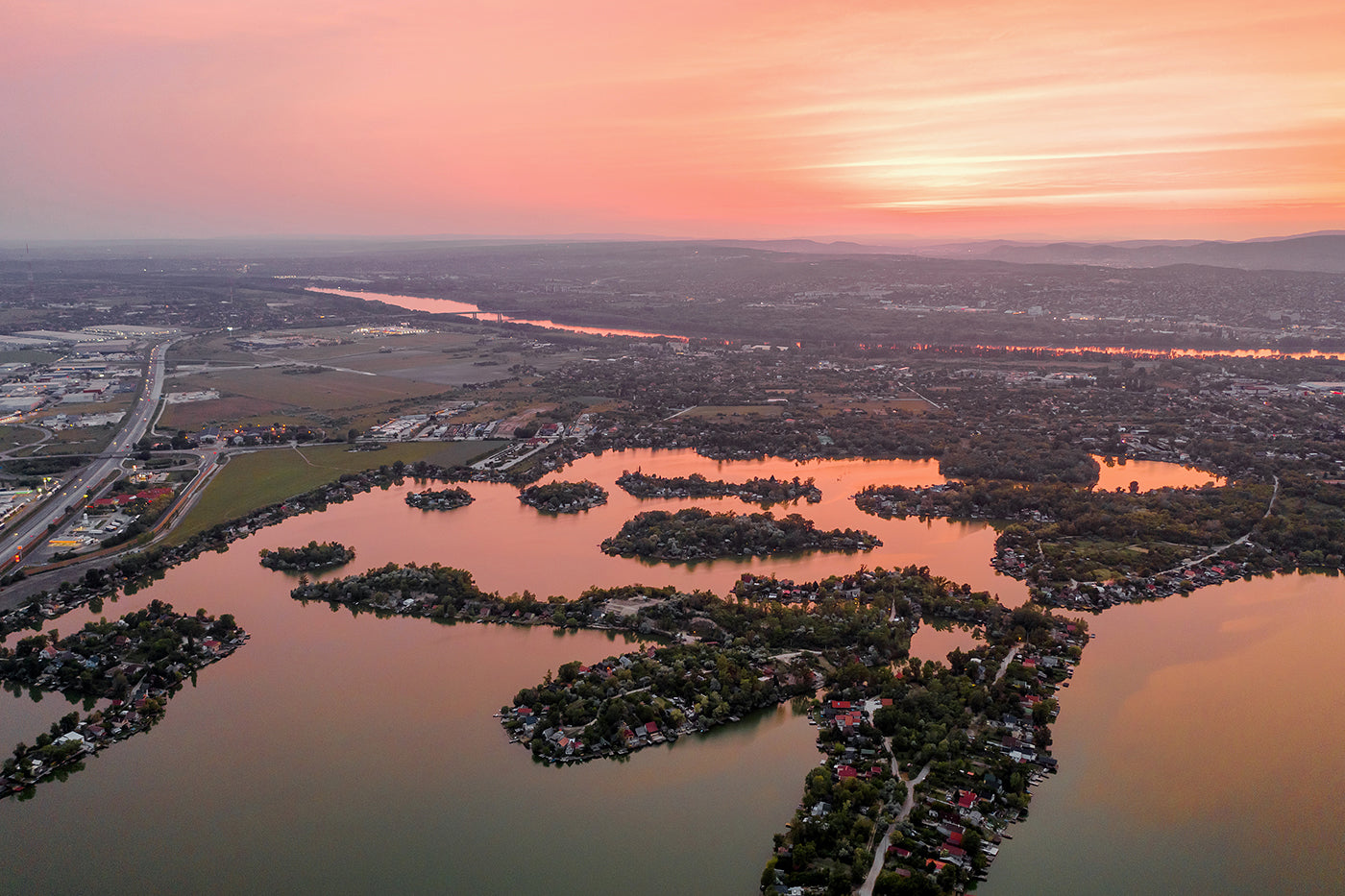 Pebble Lake from above at sunset #3476