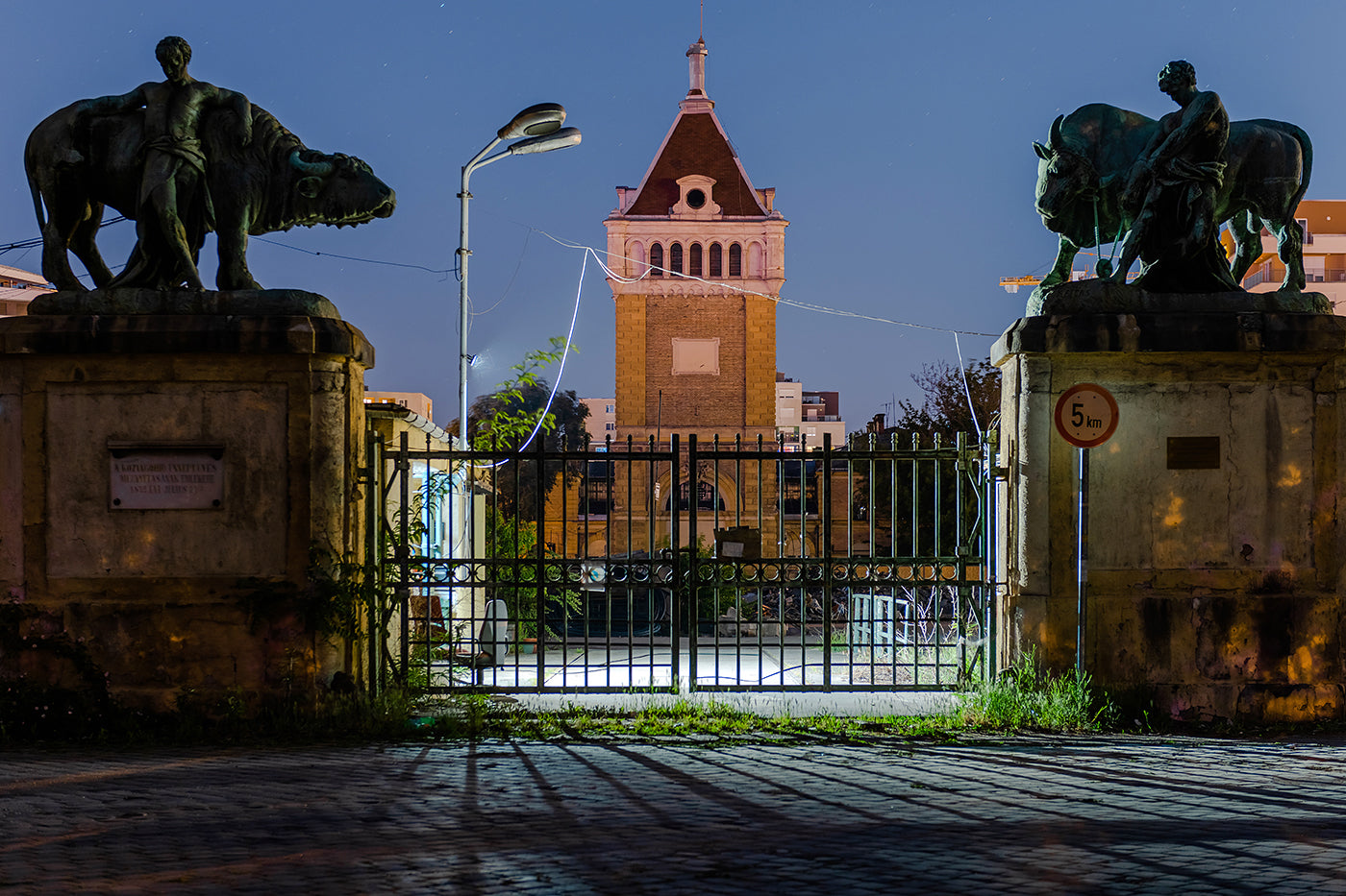 Entrance to the public slaughterhouse at night #3631
