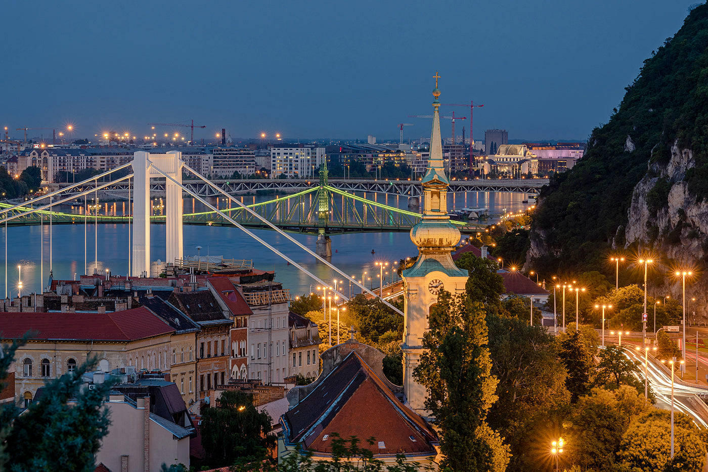 Budapest skyline from the Castle at blue hour #4823