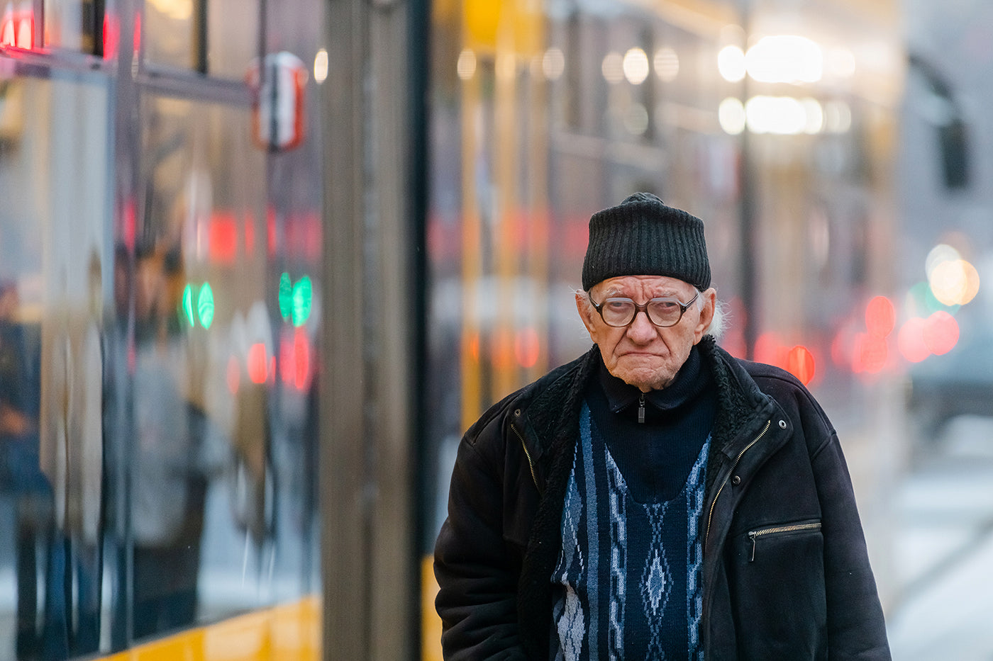 Winter scene at a tram stop #5210