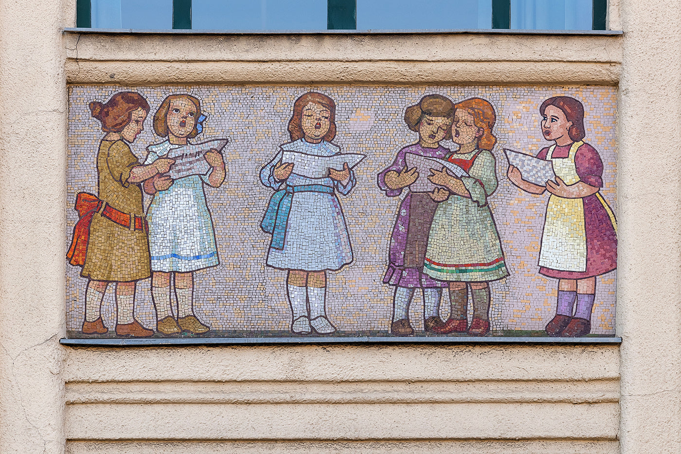 Mosaic images of the facade of Madách High School #5962