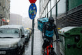 Courier in snowfall on Akácfa Street #6203