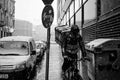Courier in snowfall on Akácfa Street #6204