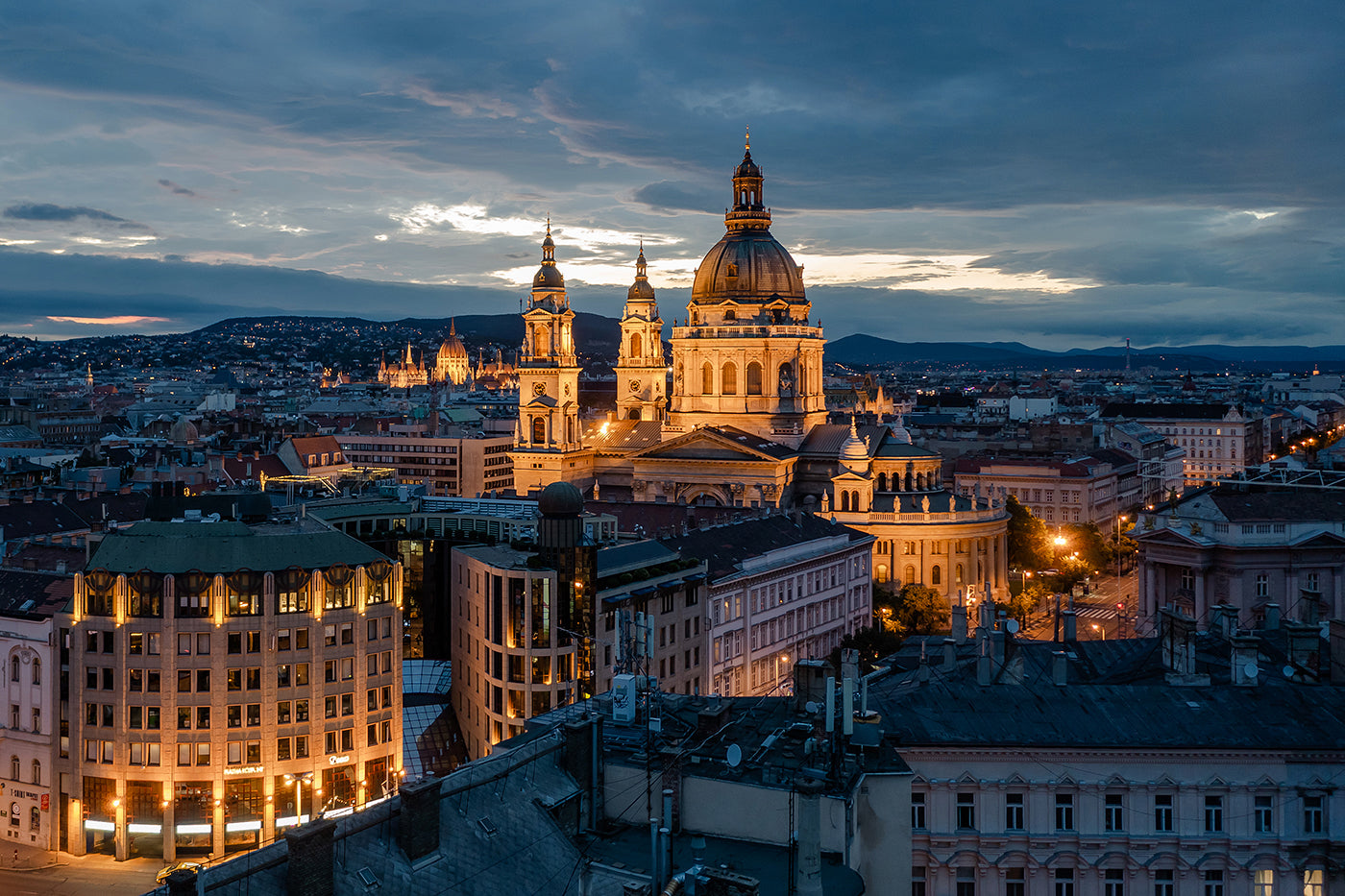 Basilica with drone at blue hour #6394