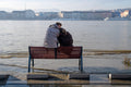 Couple on a bench during a flood #6717