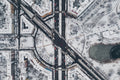 Snowy Kosztolányi Dezső Square from above #7234