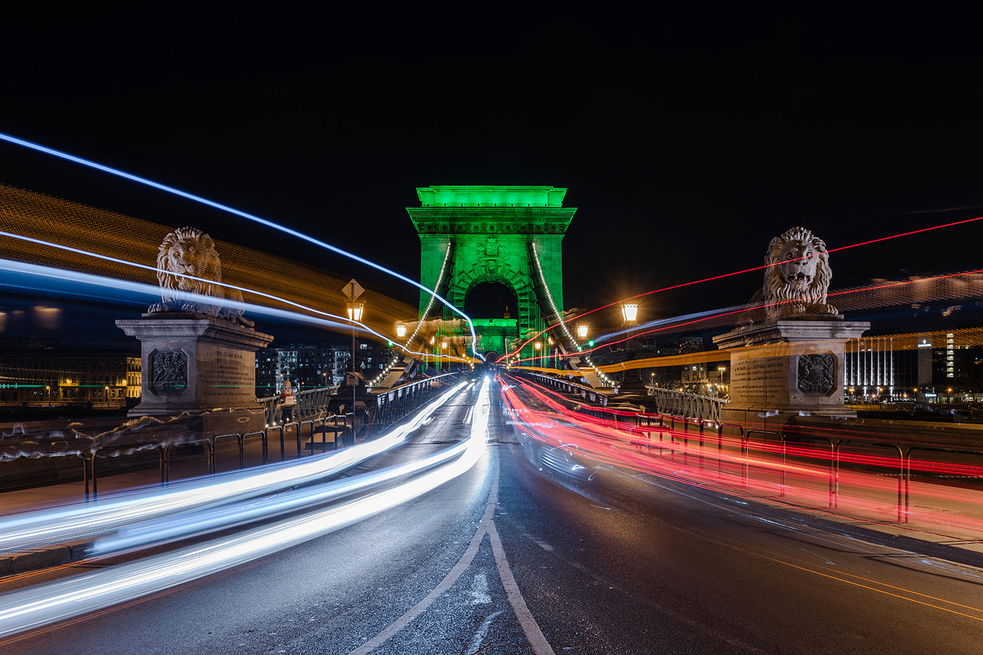 Chain Bridge in green lights #7292