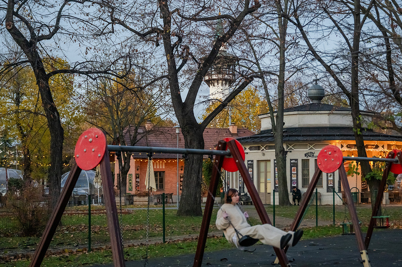 Little girl on a swing in the City Park #7689