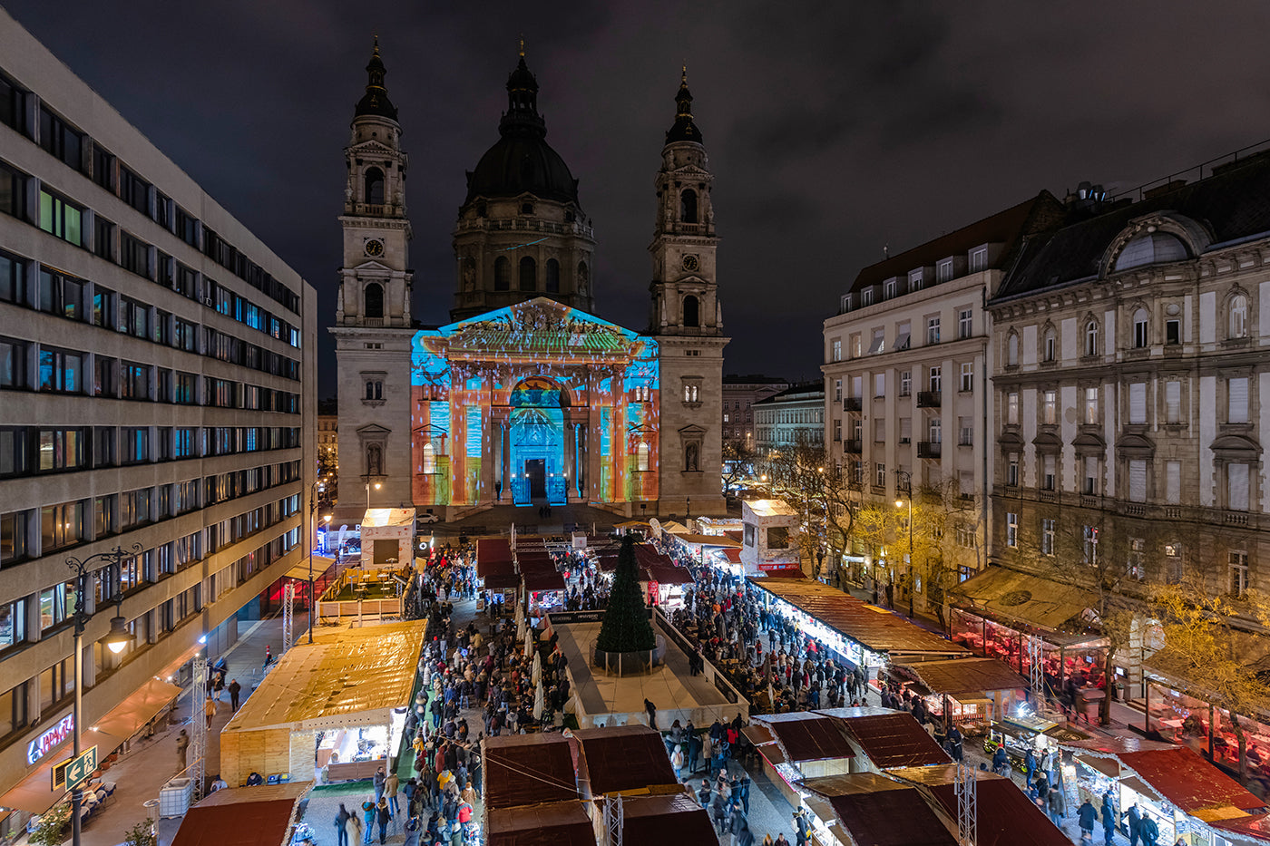 Christmas light painting at the Basilica #7784