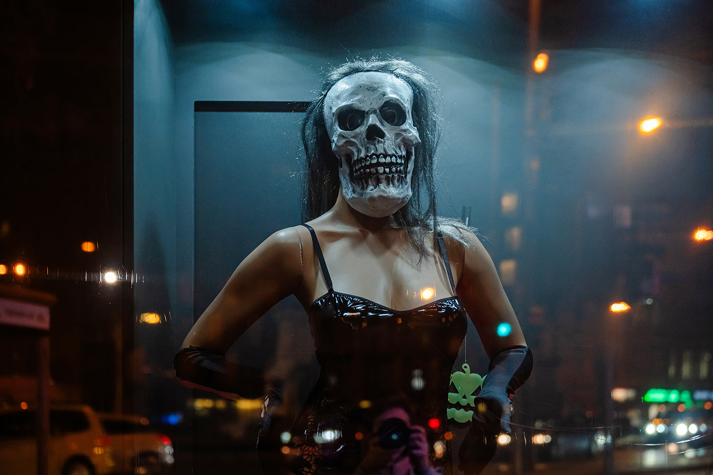 Halloween window display at Baross Square #8917