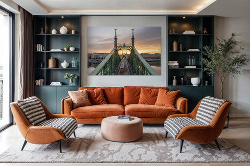 Budapest – Szabadság híd napkeltekor drónnal | Fine Art giclée fotónyomat és falikép