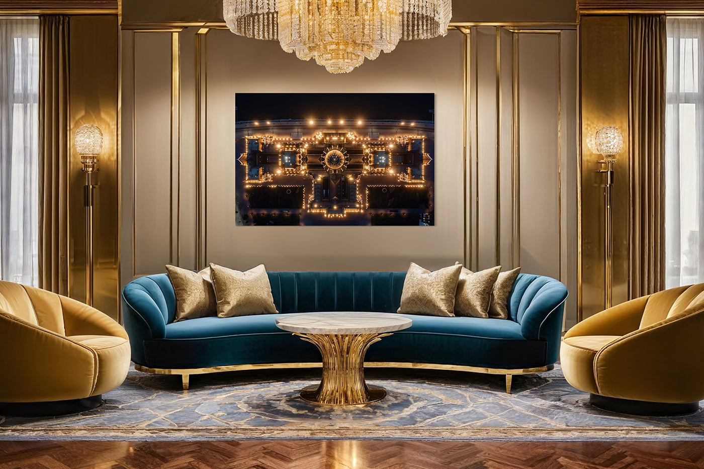 Budapest – Parlament felülnézetből éjszaka | Fine Art giclée fotónyomat és falikép